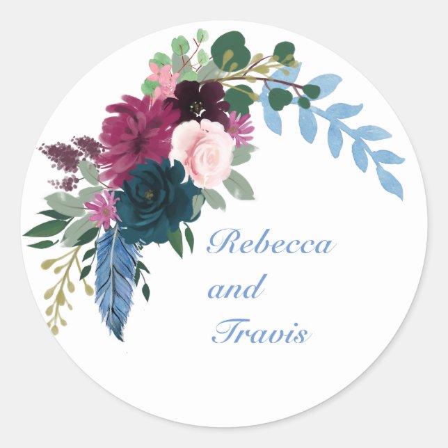 Floral Blooms Blue - Sticker circulaire (Devant)