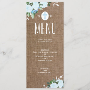 Floral Blooms Burlap   Baptism Menu