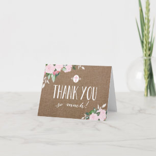Floral Blooms Burlap Carte de remerciements religi