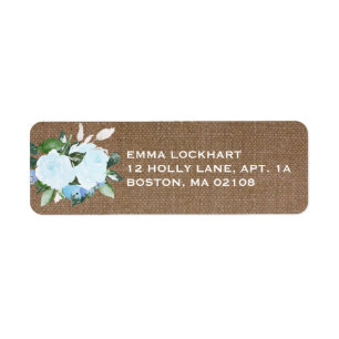 Floral Blooms Burlap Return Address Label