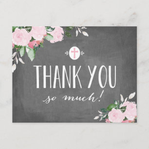 Floral Blooms Chalkboard Religious Thank You Card