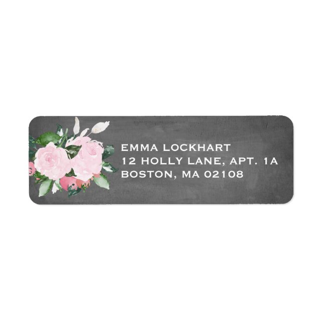Floral Blooms Chalkboard Return Address Label (Front)
