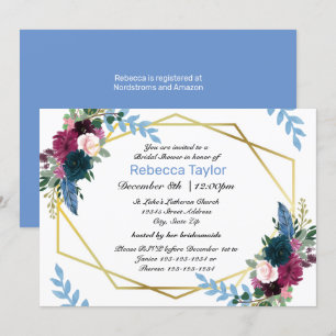 Floral Blooms Mod Blue - Bridal Shower Invitation