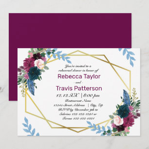 Floral Blooms Mod Plum - Rehearsal Dinner Invitation