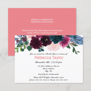 Floral Blooms Pink - 3x5 Bridal Shower Invitation