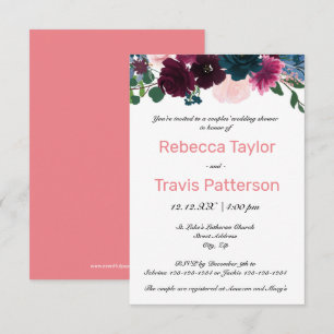 Floral Blooms Pink - 3x5 Couples' Wedding Shower Invitation