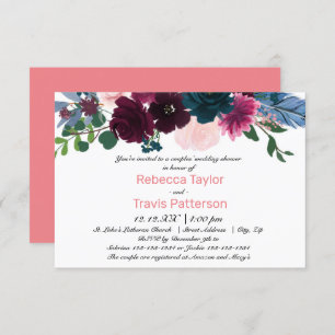 Floral Blooms Pink - 3x5 Couples' Wedding Shower Invitation