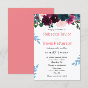 Floral Blooms Pink - 3x5 Wedding/Reception Invite