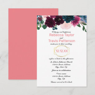 Floral Blooms Pink - 3x5 Wedding/Reception Invite