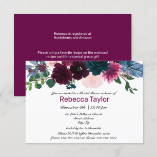 Floral Blooms Plum - 3x5 Bridal Shower Invitation