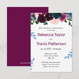 Floral Blooms Plum - 3x5 Rehearsal Dinner Invitation