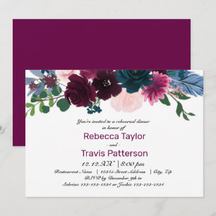 Floral Blooms Plum - Rehearsal Dinner Invitation