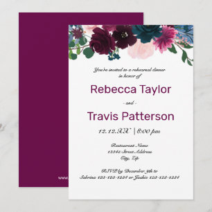 Floral Blooms Plum - Rehearsal Dinner Invitation
