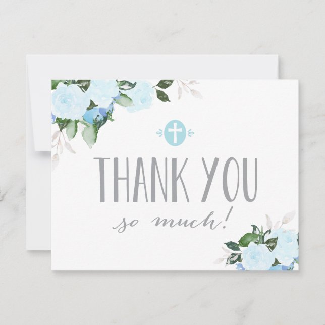 Floral Blooms Religious Thank You Card Photo (Front)