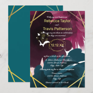 Floral Blooms Teal - Wedding/Reception Invitation