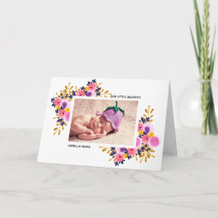 Floral Blooms Welcome Baby Lavender & Pink Announcement