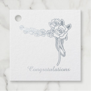 Floral Blossom Congratulations Silver  Favour Tags