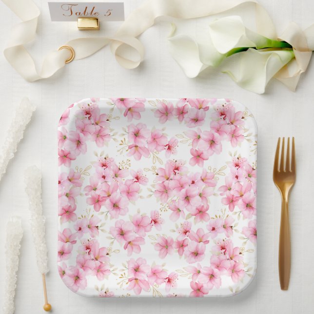 Floral Blossoms Print  Paper Plate (Wedding)