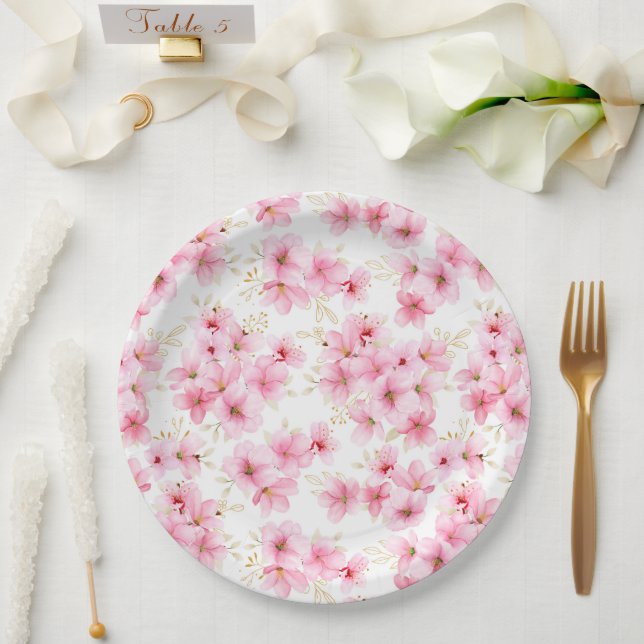 Floral Blossoms Print  Paper Plate (Wedding)