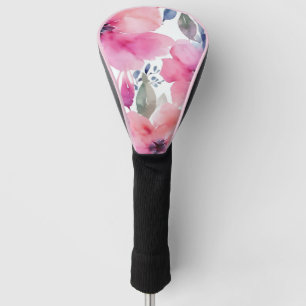 Floral Blossoms   Watercolor Pink Flowers Painted Golf Head Cover