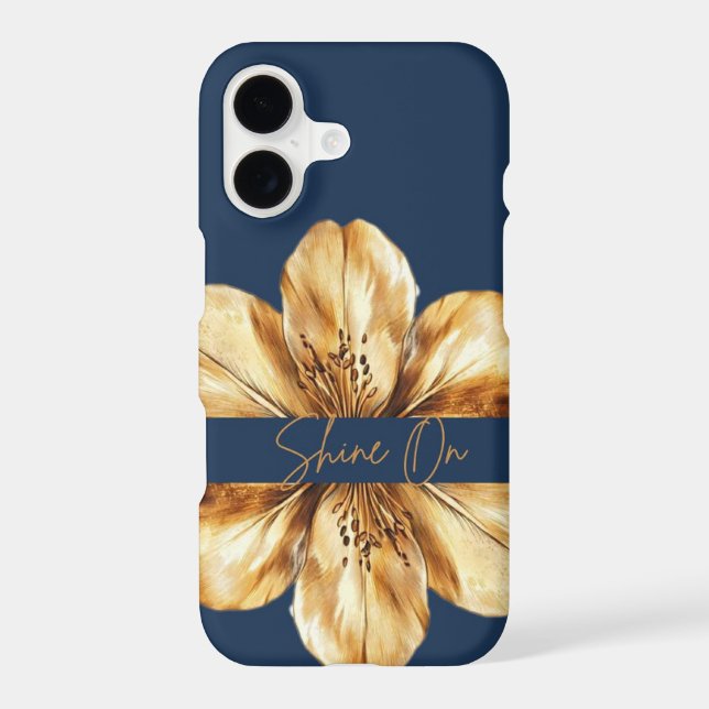Floral blue and gold iPhone 13 Case (Back)