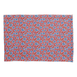 Floral Blue and Red Provencal Print Pillowcase