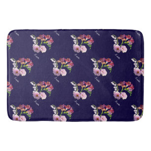 Floral Blue Bath Mat