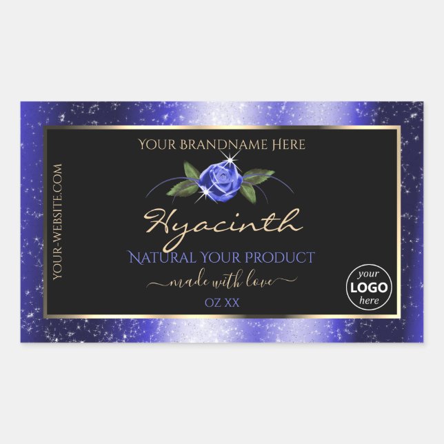 Floral Blue Black Produit Étiquette Parties scinti (Devant)