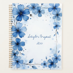 Floral Blue Botanical Watercolor Style Planner