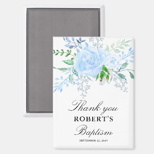 Floral Blue Boy Baptism Favour Magnet