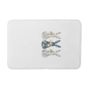 Floral Blue Bunny Cute Happy Easter Day Coquette B Bath Mat
