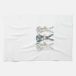 Floral Blue Bunny Cute Happy Easter Day Coquette B Kitchen Towel