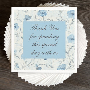 Floral Blue Country Garden Wedding Thank You  Napkin