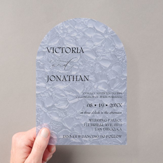 Floral Blue Elegant Wedding  Acrylic Invitations (Insitu (Handheld))