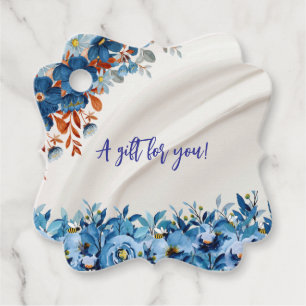 Floral Blue Favour Tags