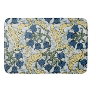 Floral Blue Flowers Lily Valley Repeating Bath Mat