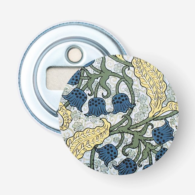Floral Blue Flowers Lily Valley Repeating Bottle Opener (Front)