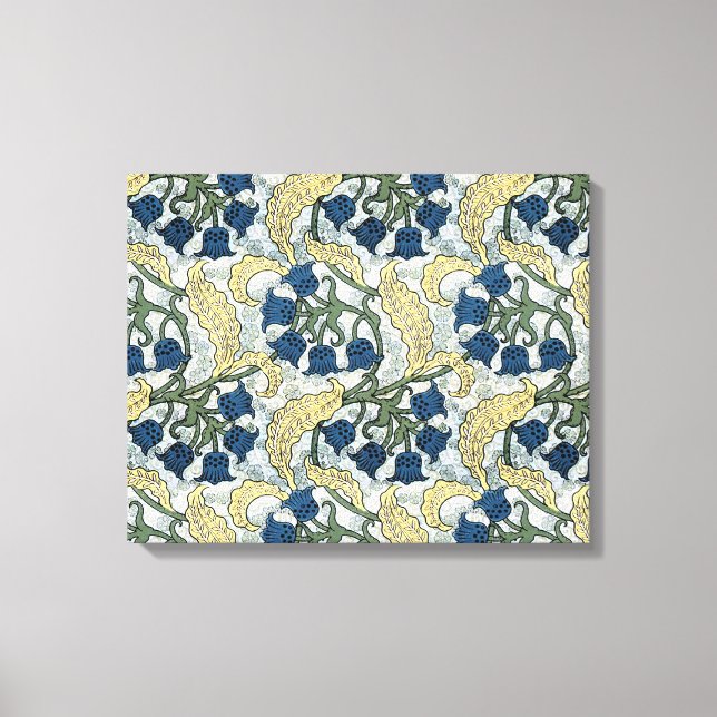 Floral Blue Flowers Lily Valley Repeating Canvas Print (Front)