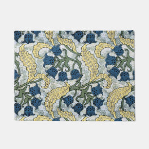 Floral Blue Flowers Lily Valley Repeating Doormat
