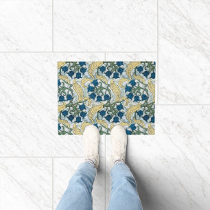 Floral Blue Flowers Lily Valley Repeating Doormat