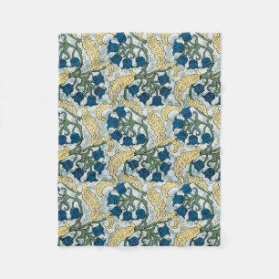 Floral Blue Flowers Lily Valley Repeating Fleece Blanket