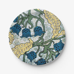 Floral Blue Flowers Lily Valley Repeating Paper Plate