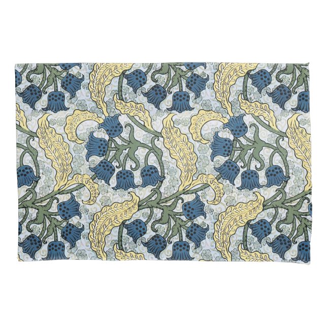 Floral Blue Flowers Lily Valley Repeating Pillowcase (Front)