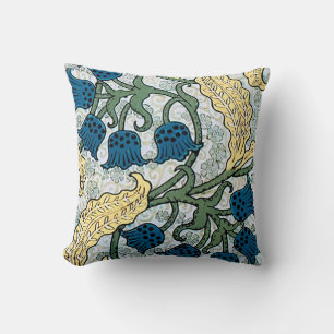 Floral Blue Flowers Lily Valley Repeating Throw Pillow