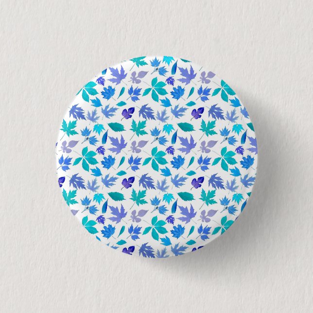 Floral Blue Flowers Pattern Design-36566 1 Inch Round Button (Front)
