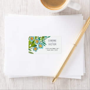 Floral blue & green Lily of Valley Wedding  Label