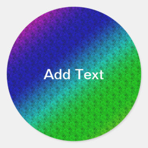 Floral Blue Green Rainbow Gradient Diagonal Blend Classic Round Sticker