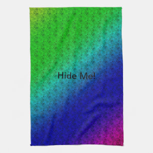 Floral Blue Green Rainbow Gradient Diagonal Blend Kitchen Towel