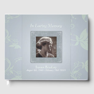 Floral Blue Grey In Loving Memory Template Guest B Book