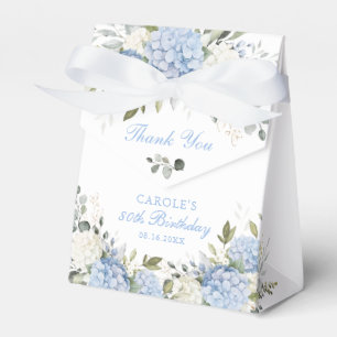 Floral Blue Hydrangea Birthday Party Thank You Favor Box